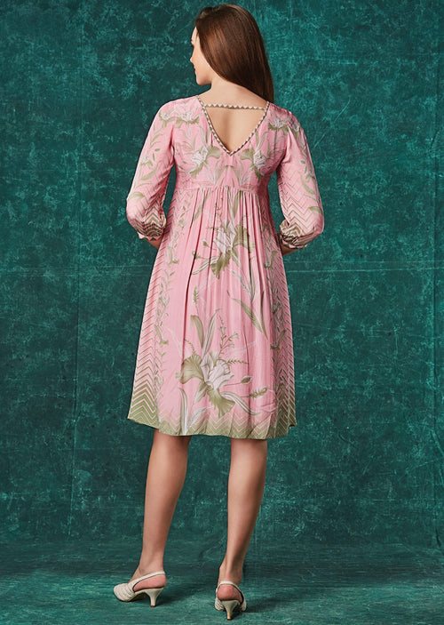 Baby Pink Crepe Midi Dress