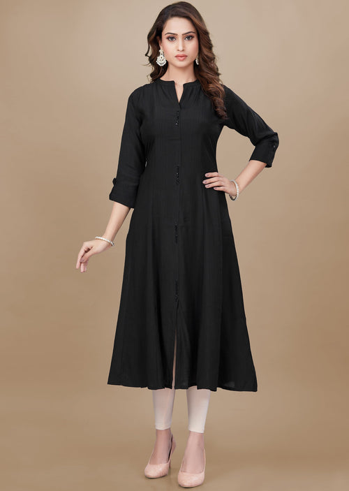 Black Soft Silk Midi Dress