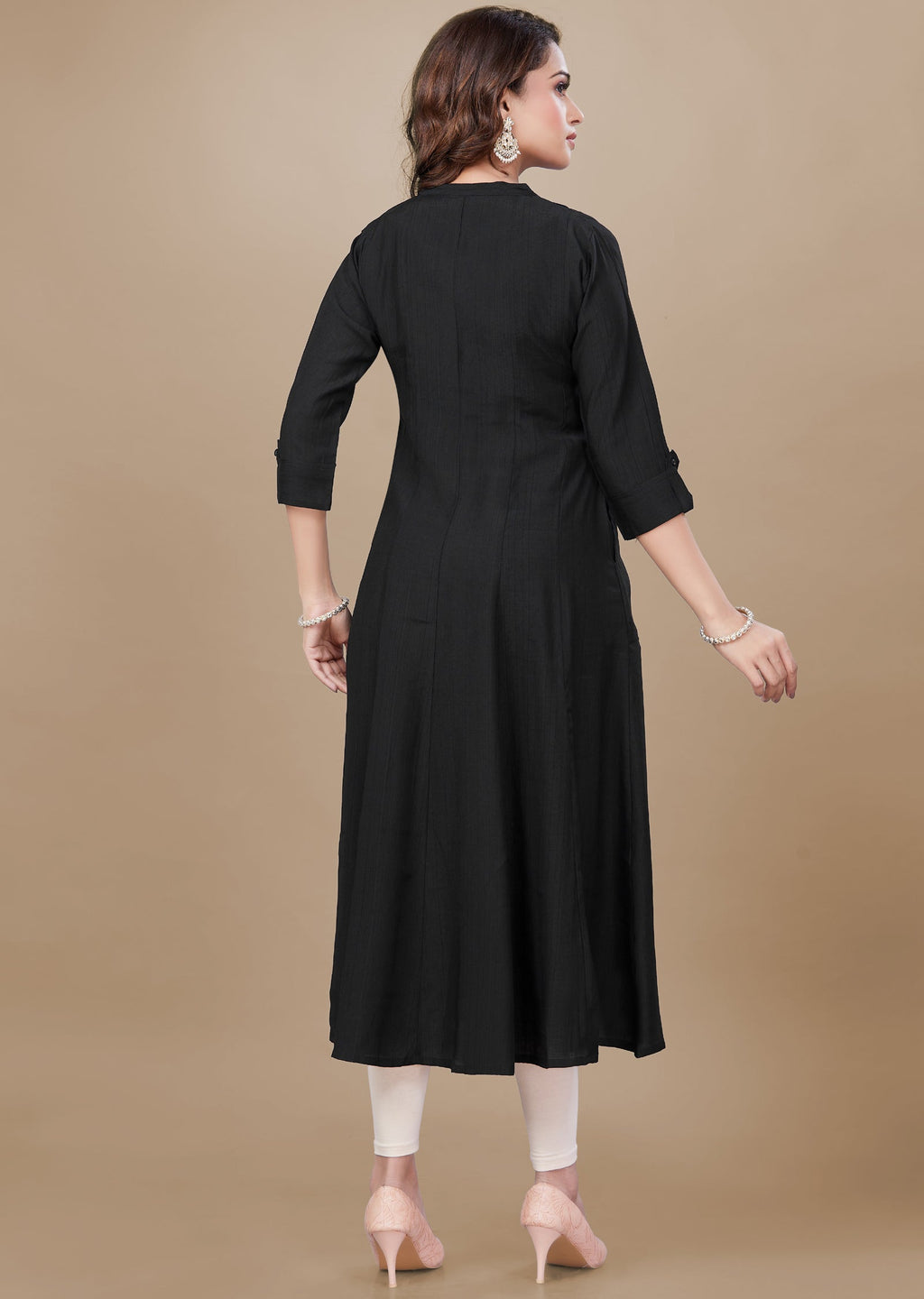 Black Soft Silk Midi Dress