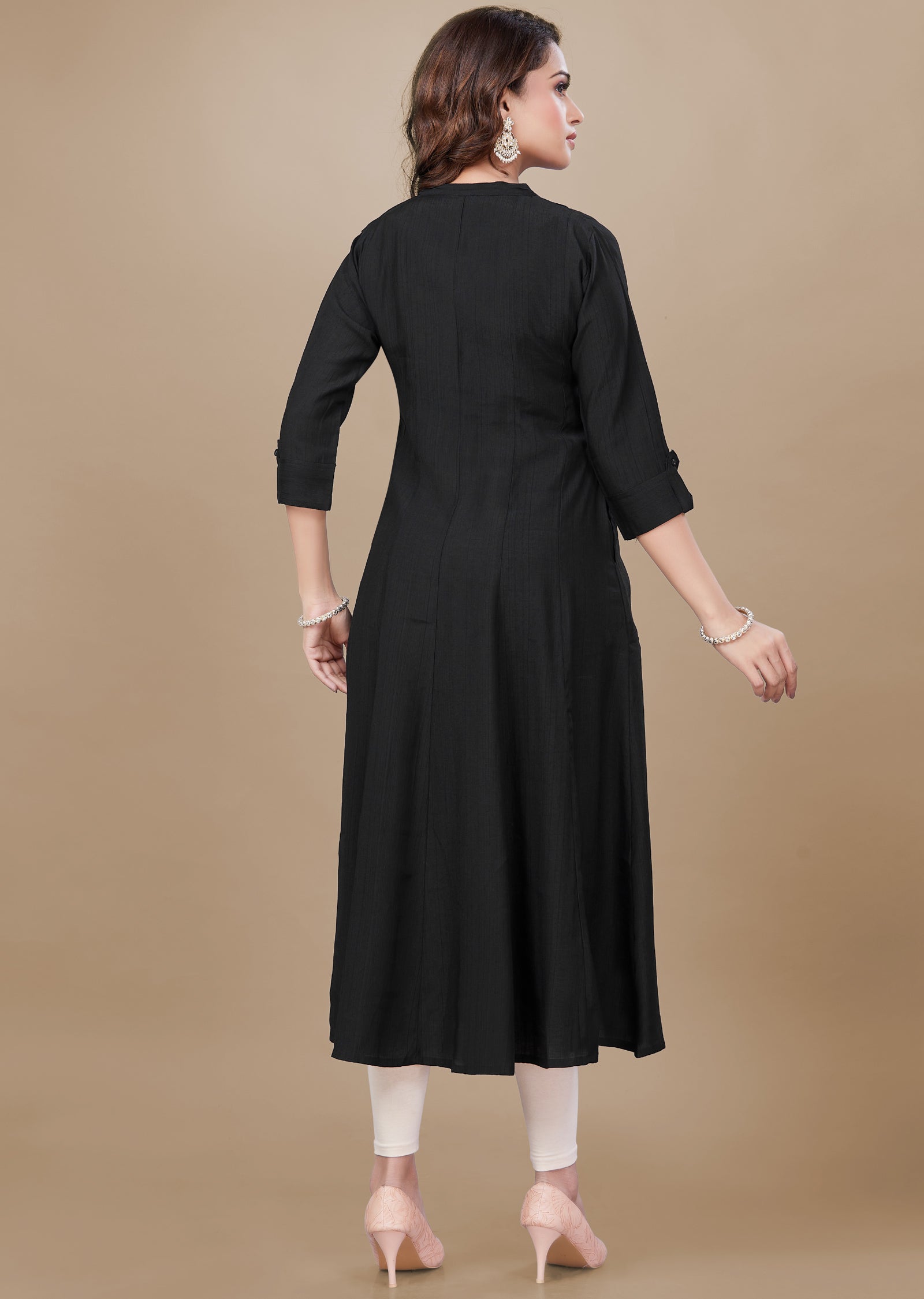 Black Soft Silk Midi Dress