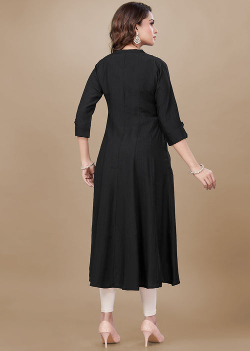 Black Soft Silk Midi Dress
