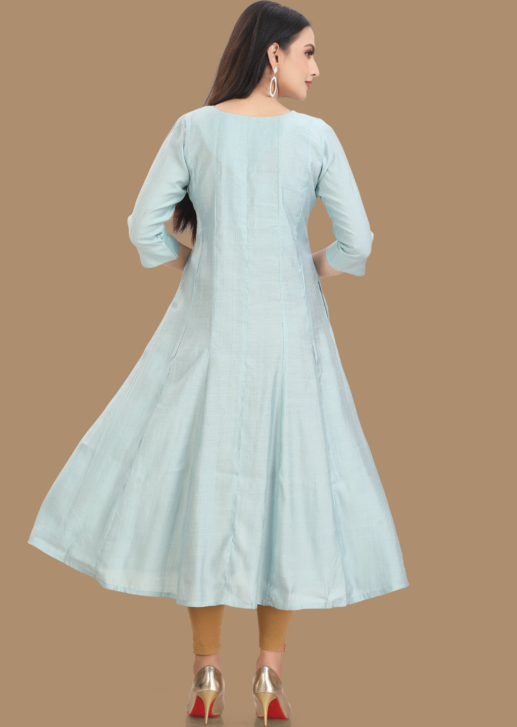 Dusty Blue Soft Silk Midi Dress