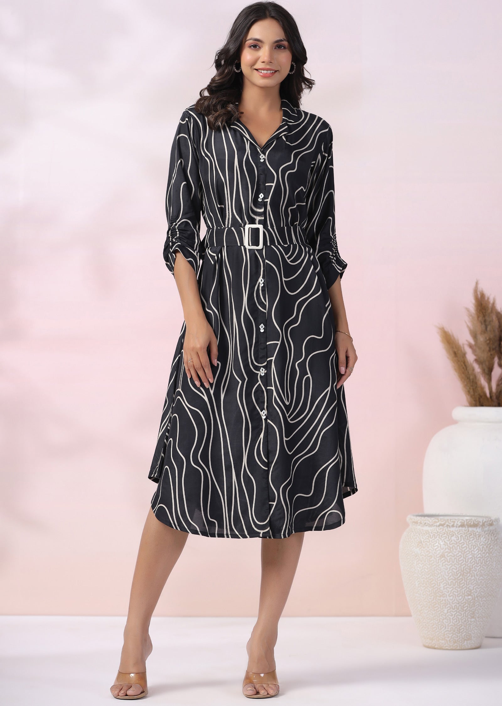 Black Muslin Midi Dress