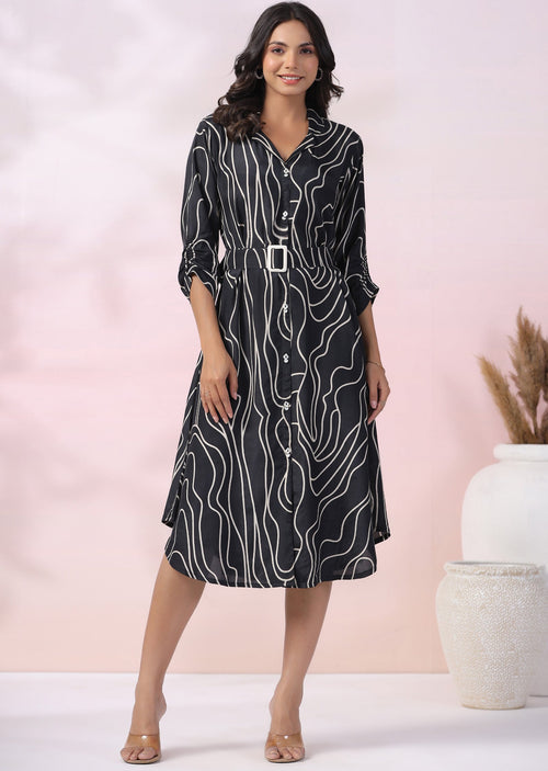 Black Muslin Midi Dress