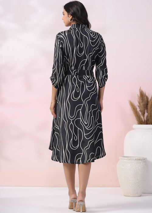 Black Muslin Midi Dress