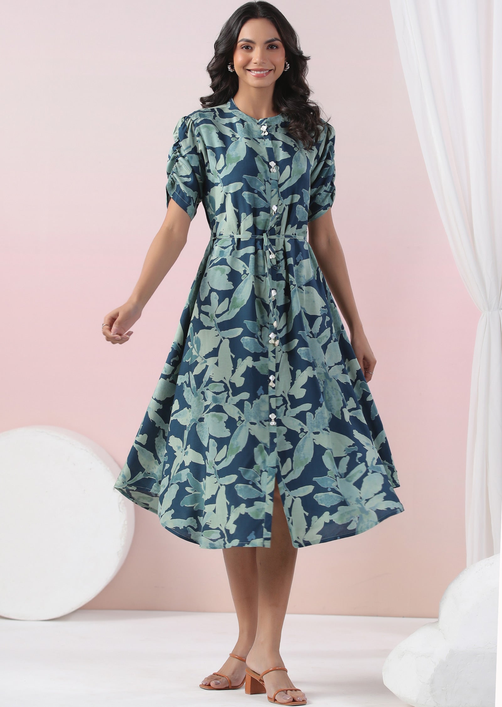 Rama Blue Muslin Midi Dress