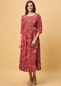 Maroon Crepe Midi Dress