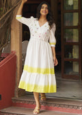 Off White Cotton Midi Dress