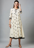 Off White Cotton Midi Dress
