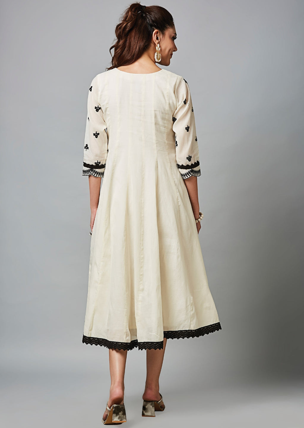 Off White Cotton Midi Dress