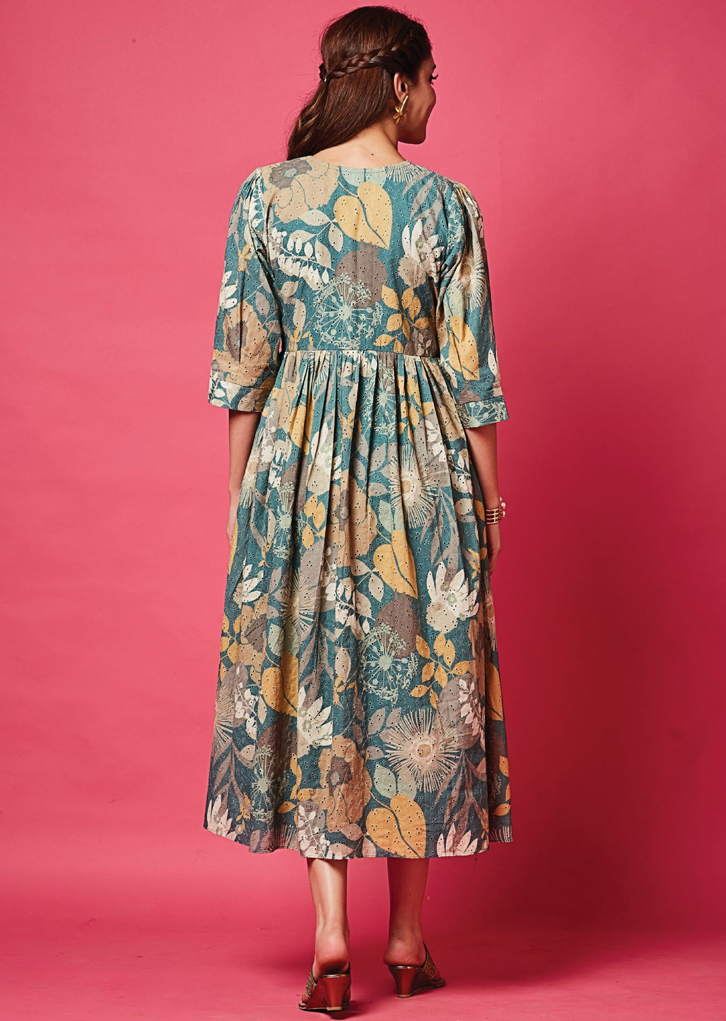 Dusty Blue Schefli Cotton Midi Dress