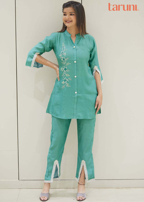 Dusty Green Modal Sequins Co-Ord Set