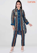 Navy Blue Reyon Embroidered Co-Ord Set
