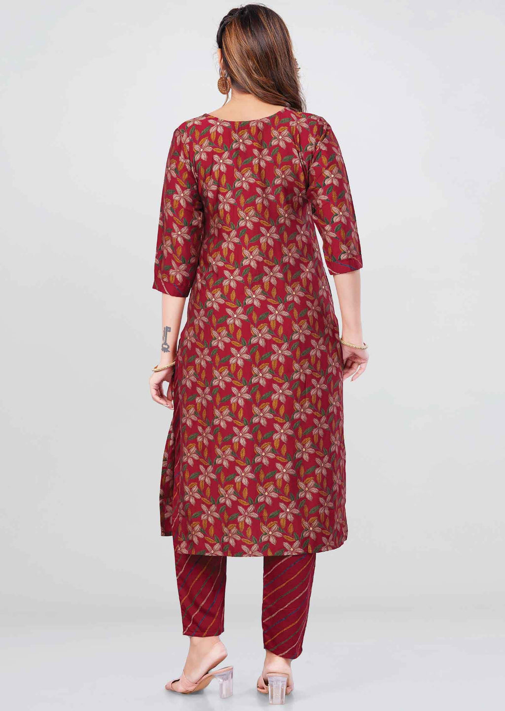 Maroon Modal Printed Kurti Sets