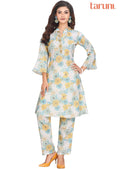 Light pista & yellow Cotton Zardosi & Embroidered Kurti Sets