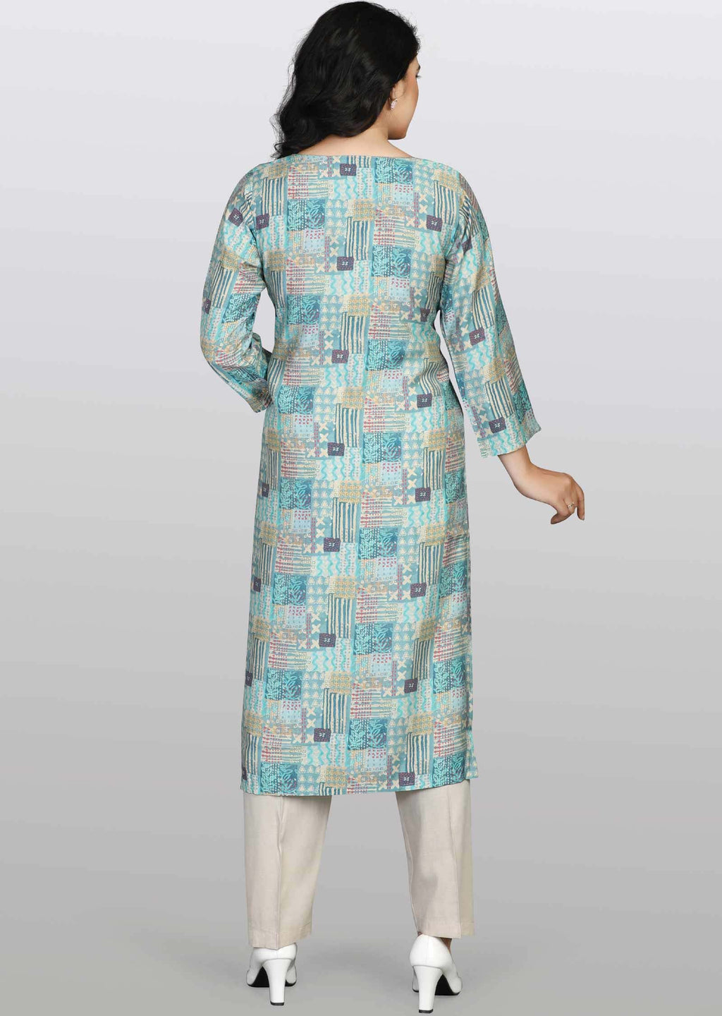 Sea Green Modal Sequins Kurti Sets