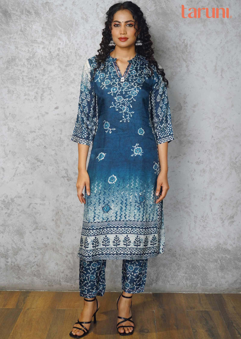Indigo Blue Modal Embroidered Kurti Sets