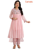Baby Pink Georgette Embroidered Kurti Sets