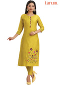 Lime Green Chanderi Kurti Sets