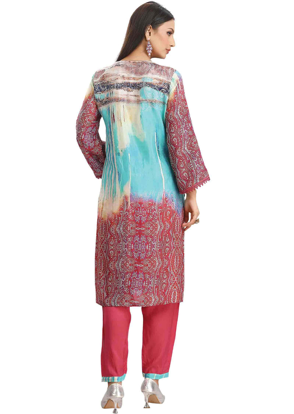 Multi Color Muslin Embroidered Kurti Sets