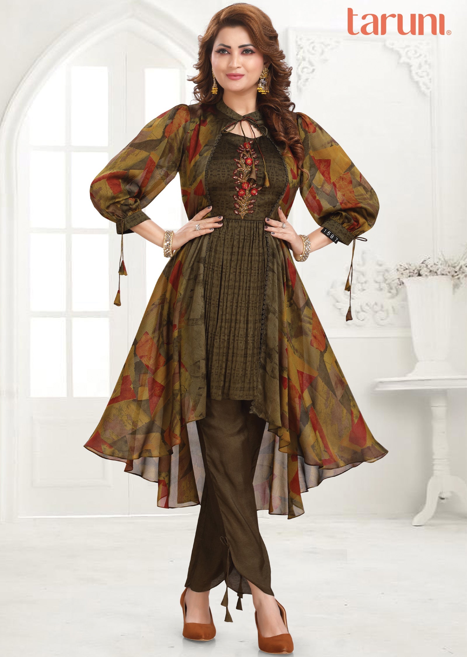 Mehndi Green Chiffon Kurti Sets