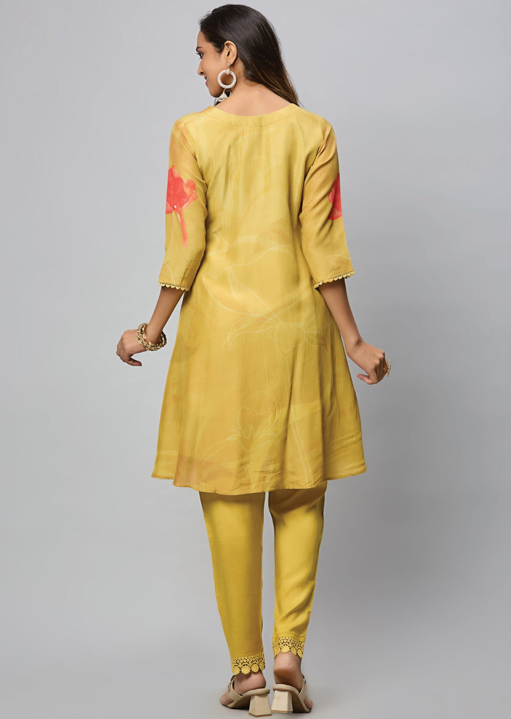 Mustard Muslin Straight Cut Kurti Set