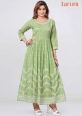 Parrot Green Cotton Long Dress
