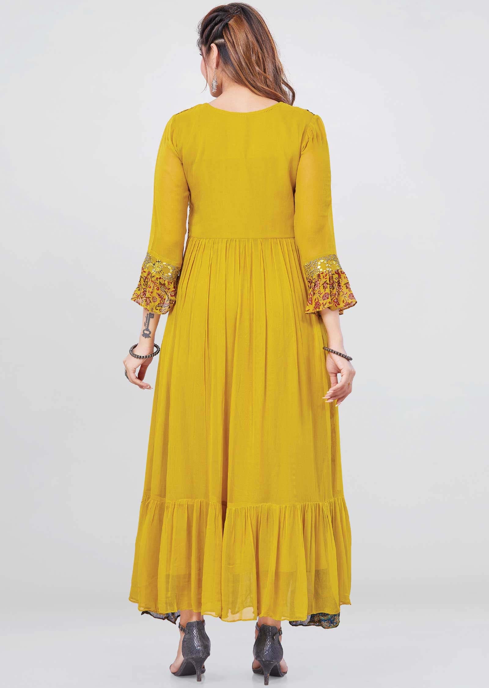 Mustard Georgette Long Dress