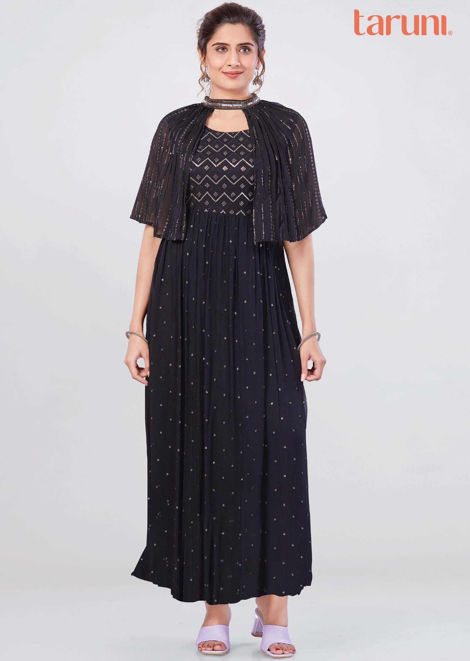 Black Georgette Long Dress