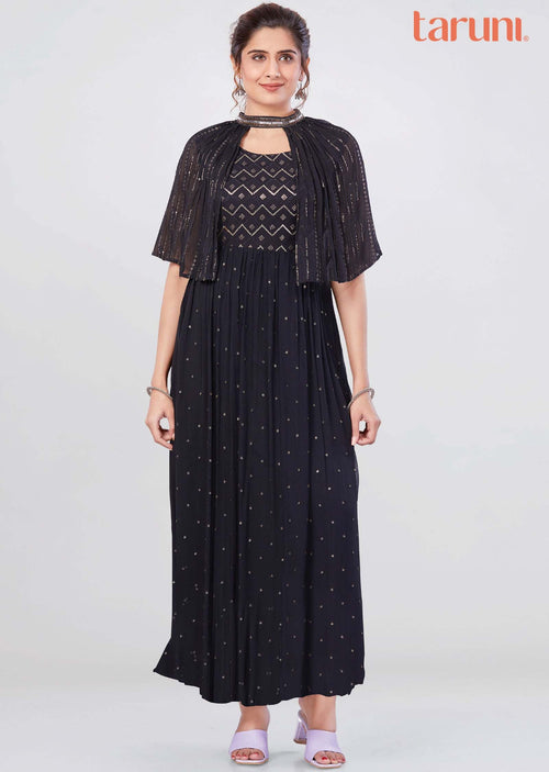 Black Georgette Long Dress