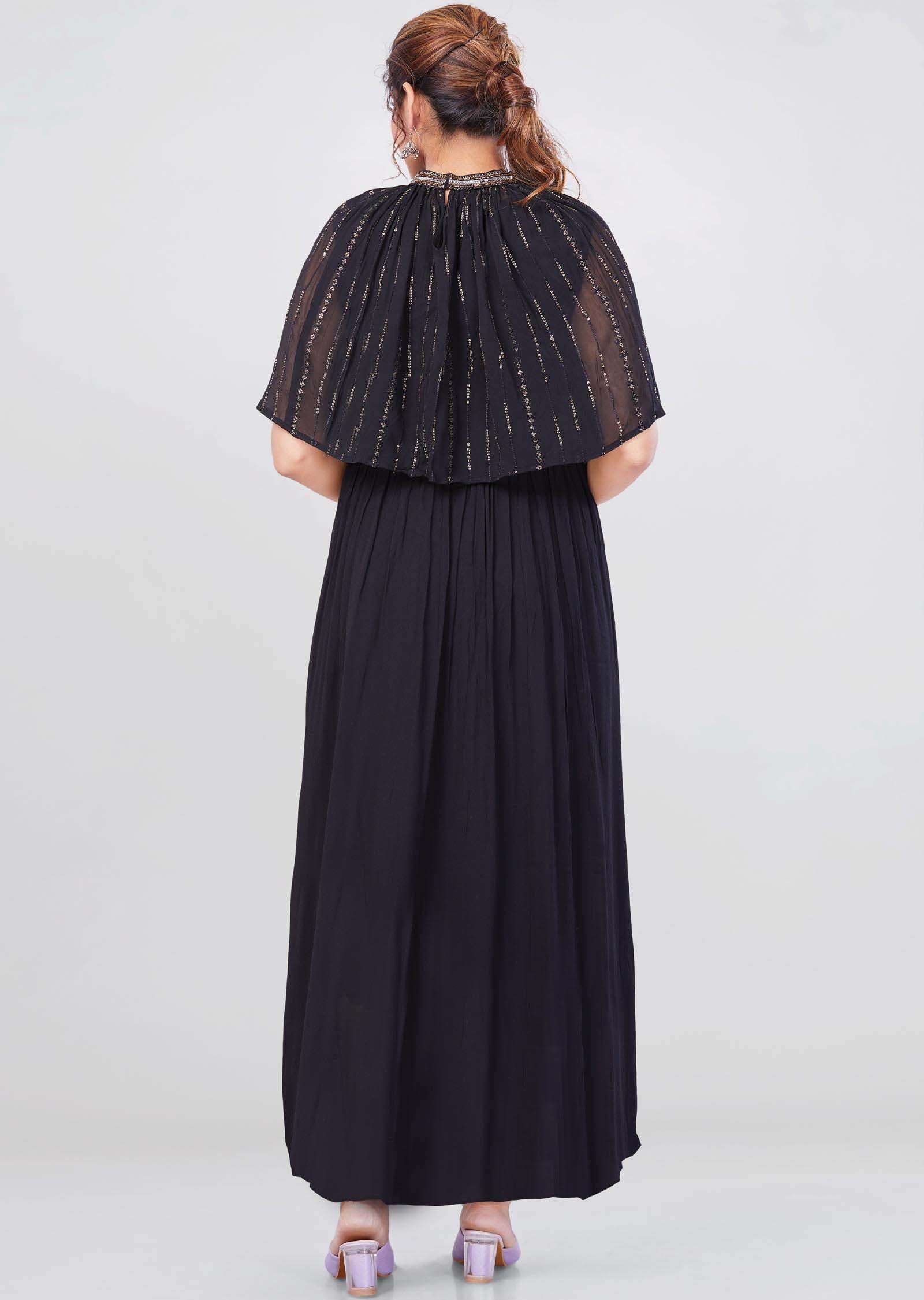 Black Georgette Long Dress