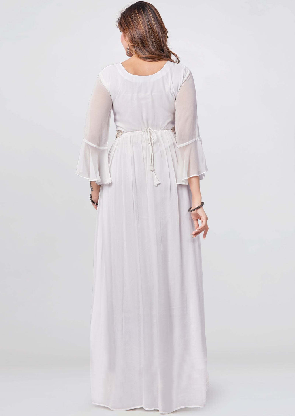Off White Georgette Long Dress