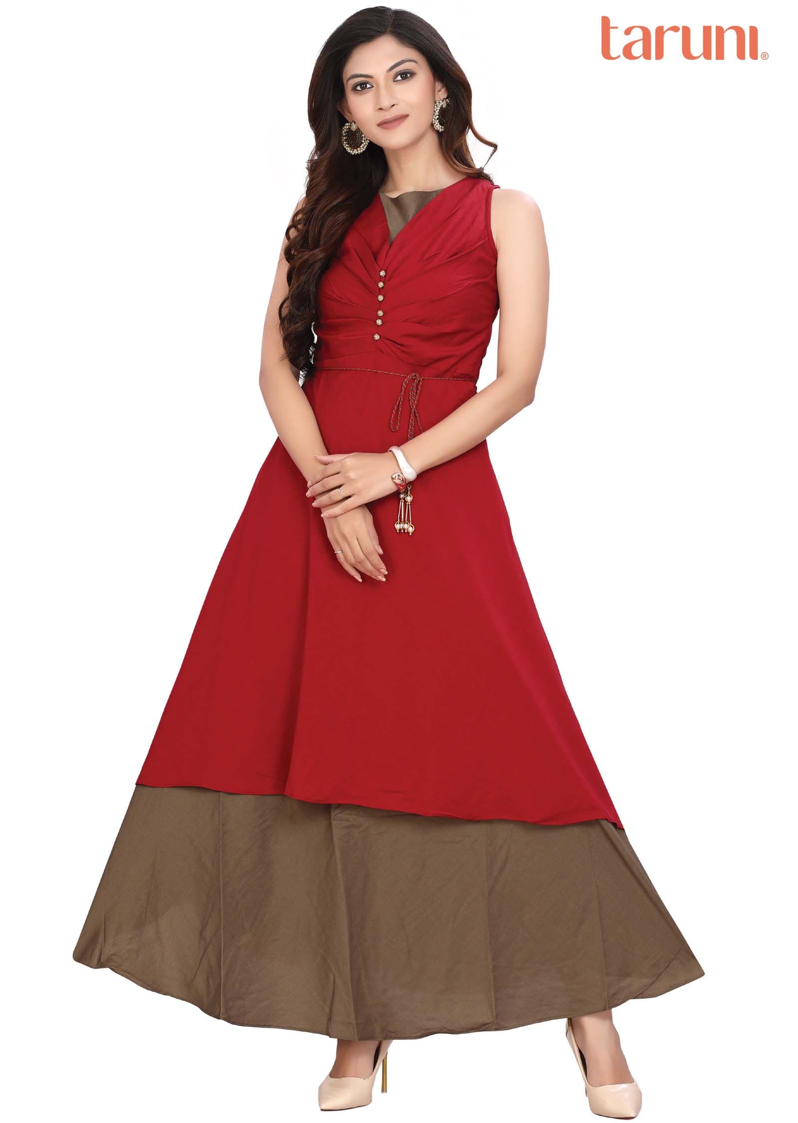 Maroon Silk Long Dress