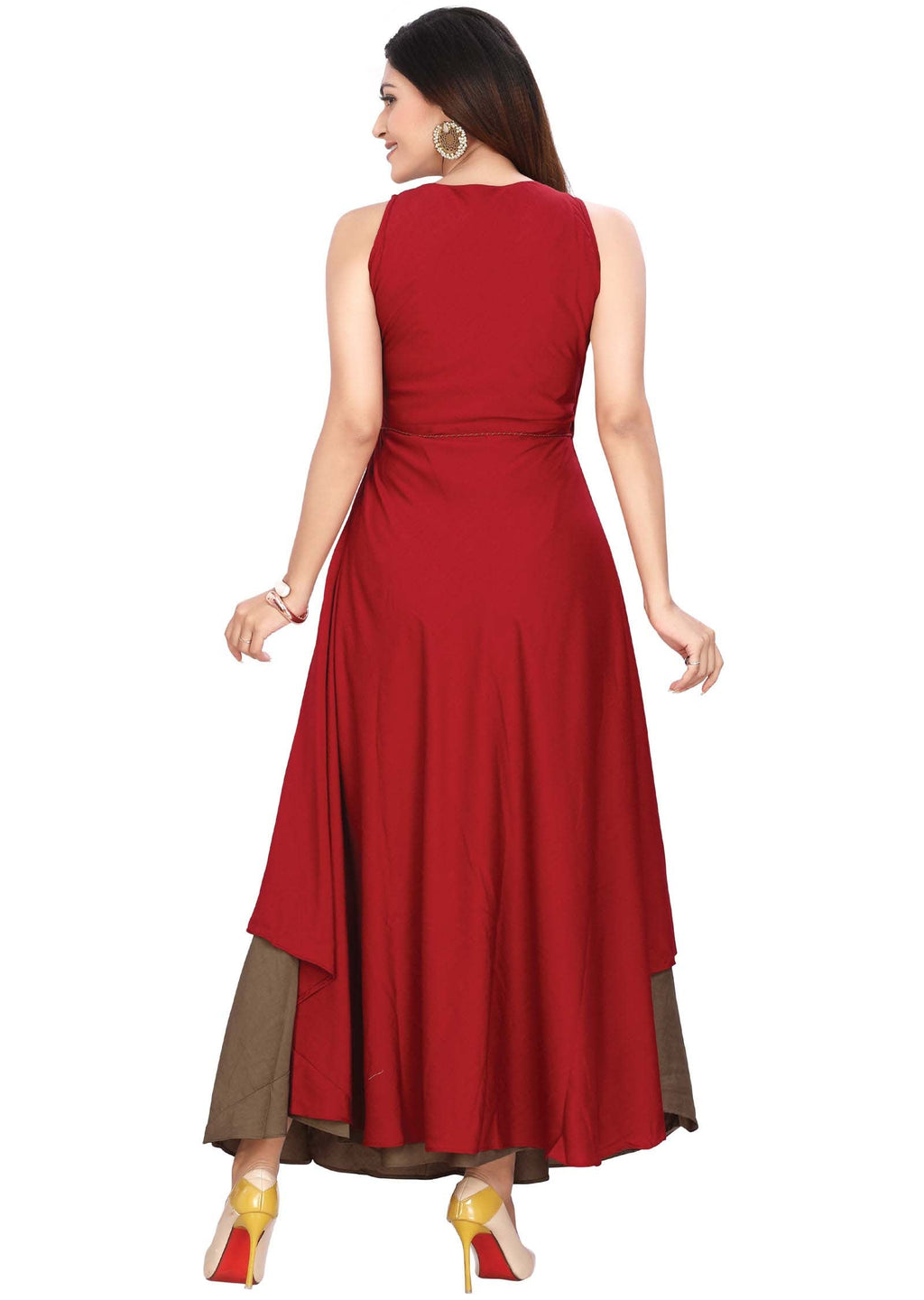 Maroon Silk Long Dress