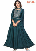 Rama Green Silk Long Dress