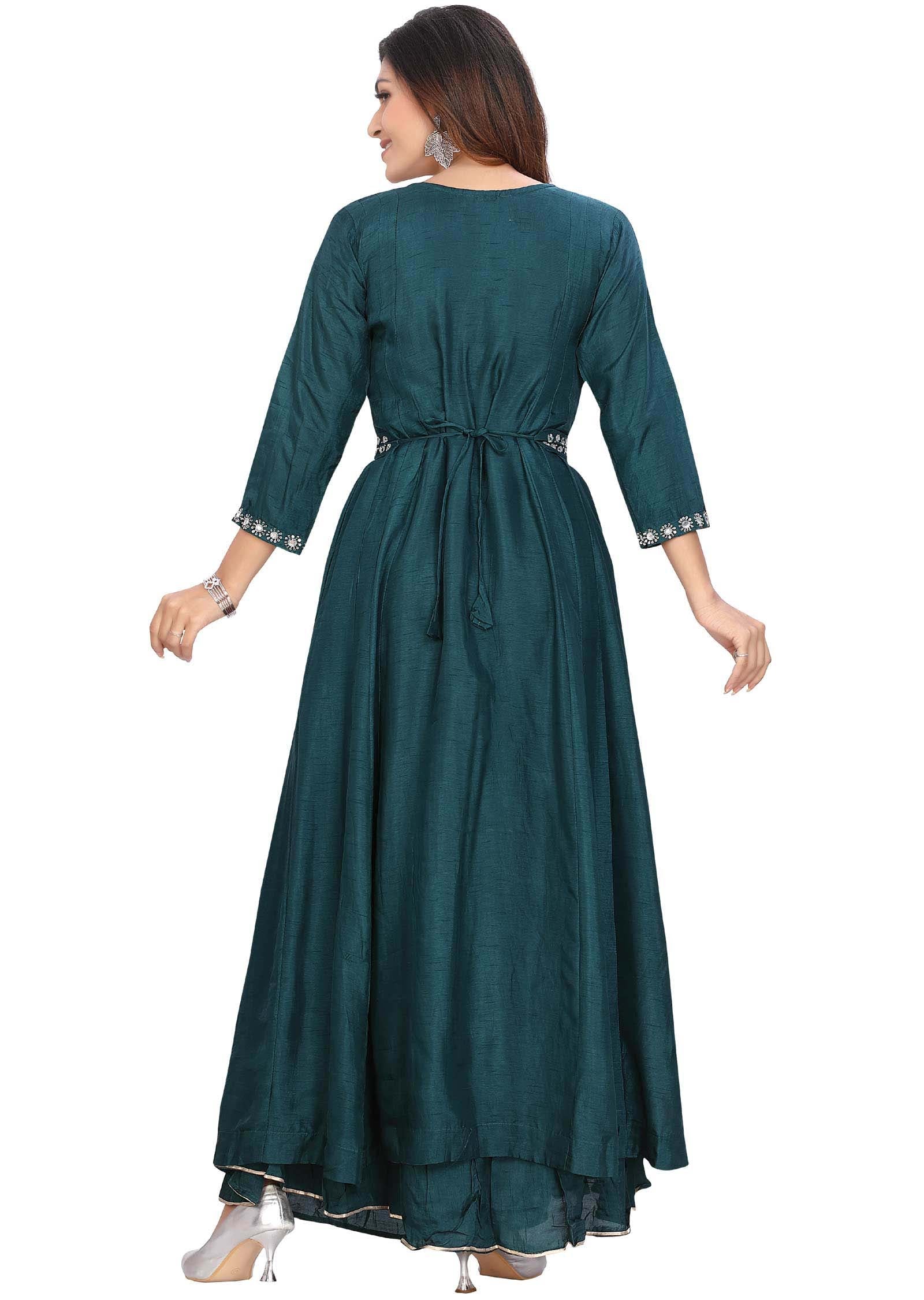 Rama Green Silk Long Dress