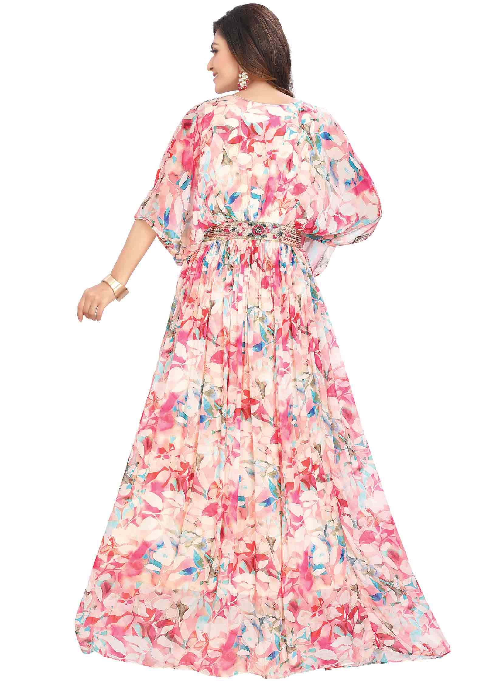 Cream Chinnon Embroidered Long Dress
