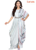Dusty Blue Silk Printed Long Dress