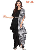 Black Silk Printed Long Dress