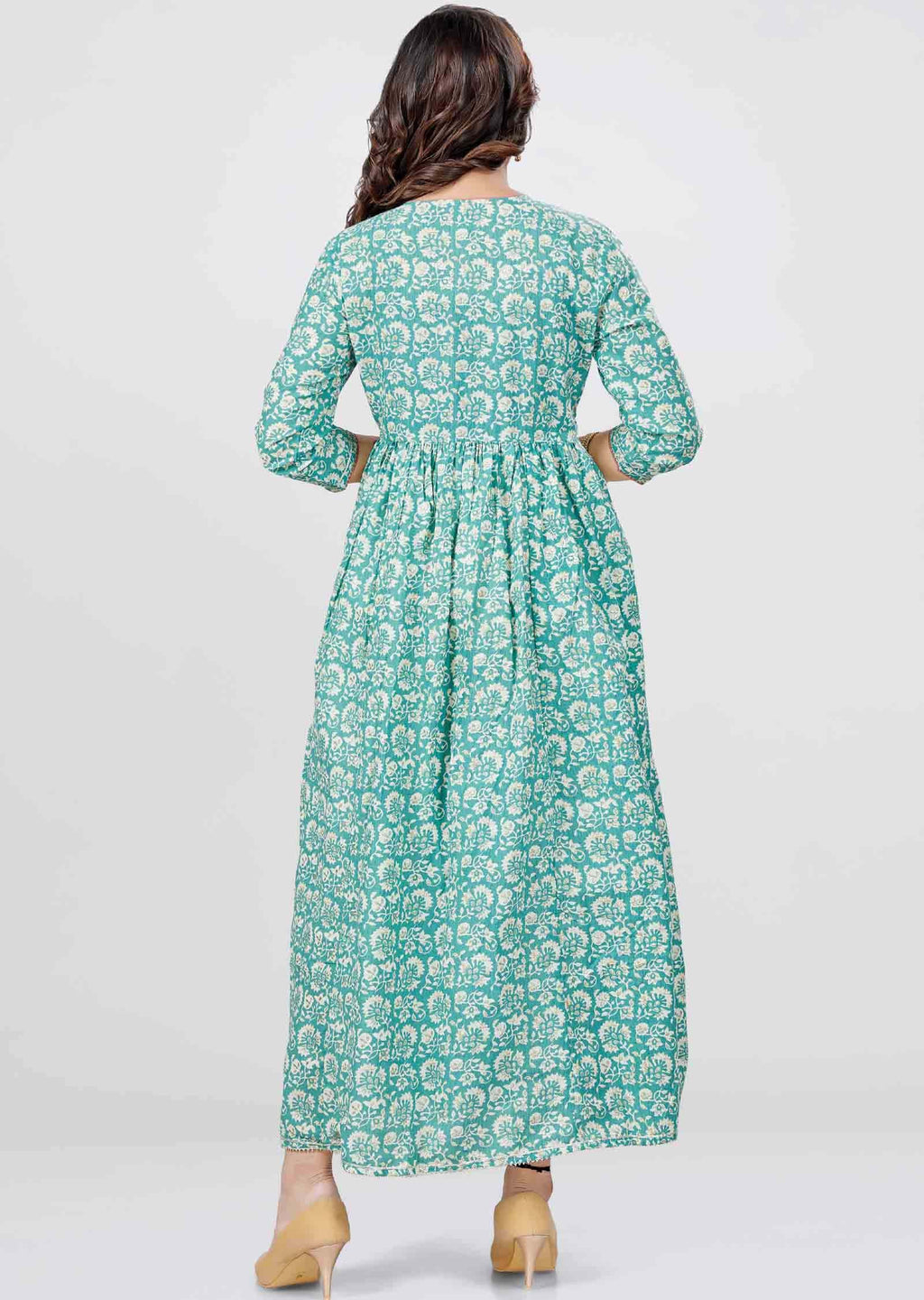 Dusty Green Cotton Long Dress