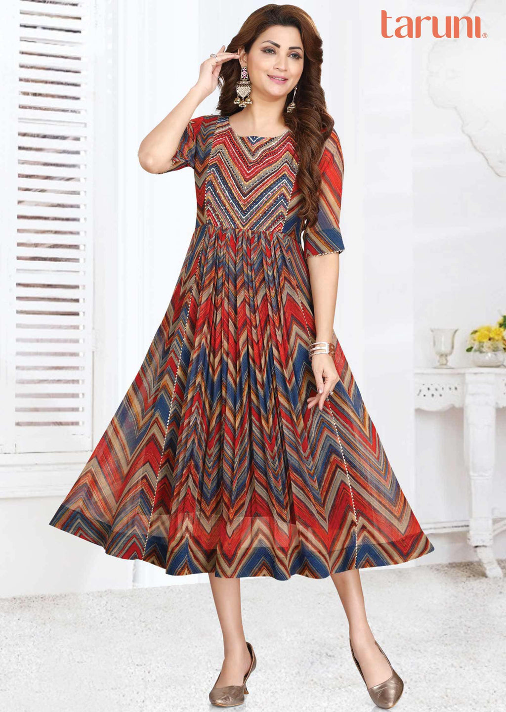 Multicolor Georgette Printed Long Dress