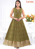 Mehandi Green Georgette Embroidered Long Dress