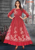 Reddish Maroon Georgette Embroidered Long Dress