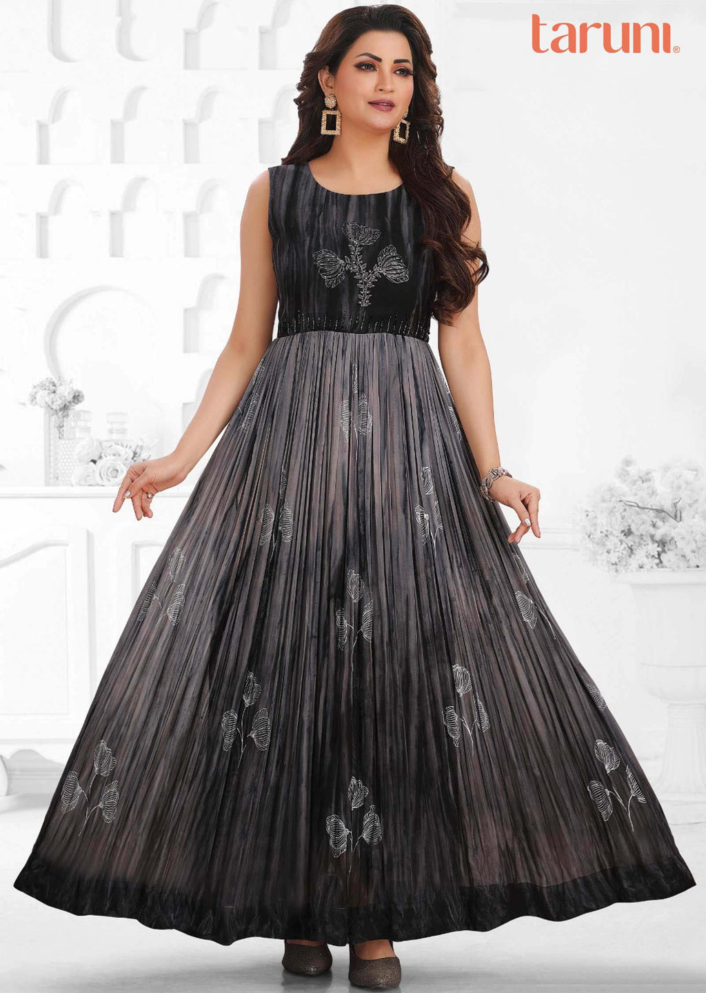 Grey & Grey georgette Printed Long Dress