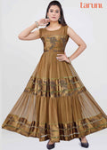 Light Brown Satin georgette Long Dress