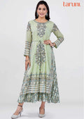 Pista Green Cotton Long Dress