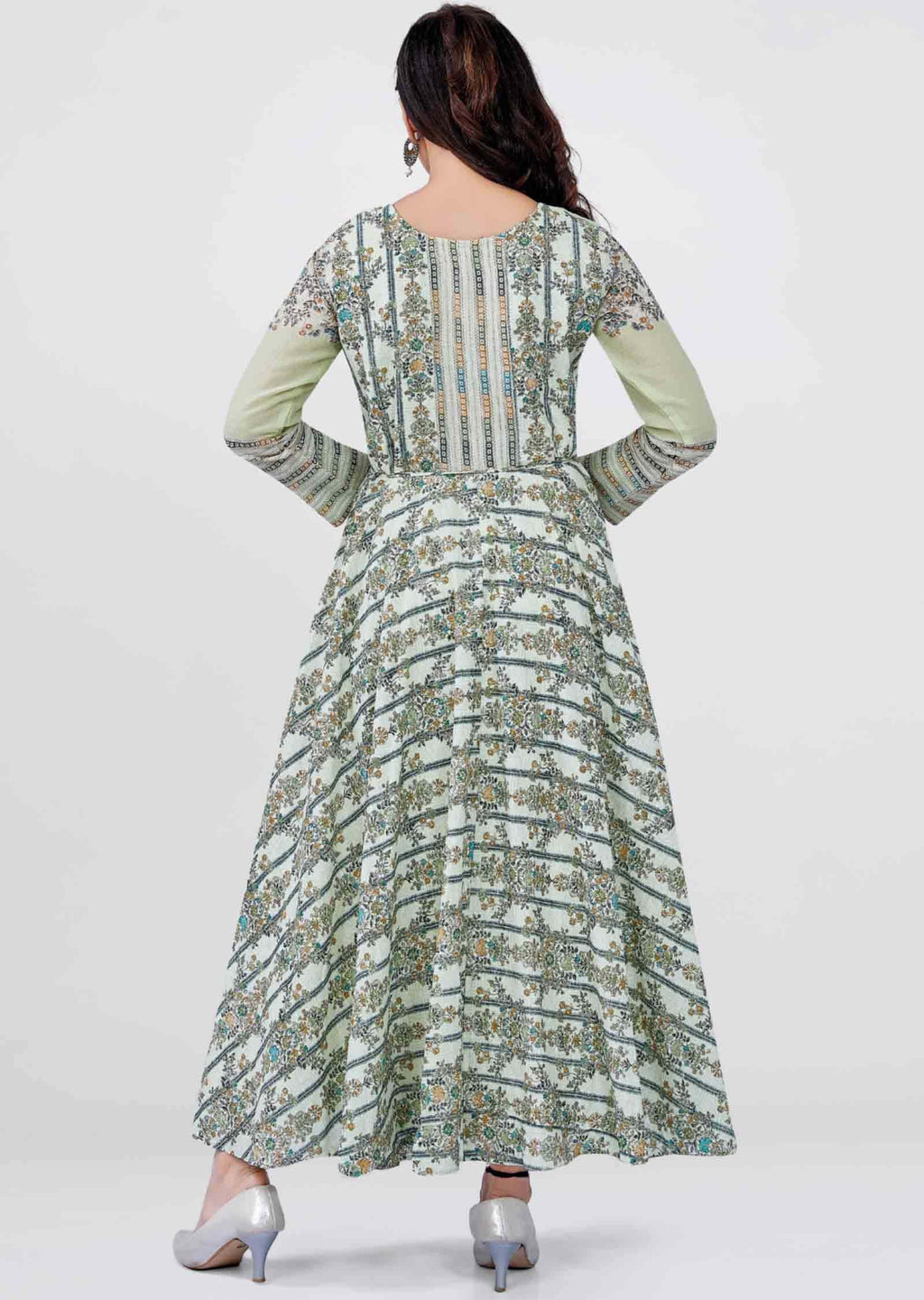 Pista Green Cotton Long Dress