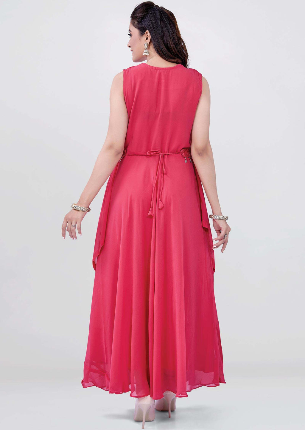 Pink Georgette Long Dress