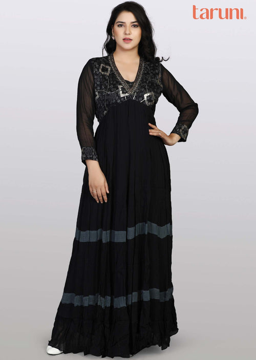 Black Georgette Long Dress