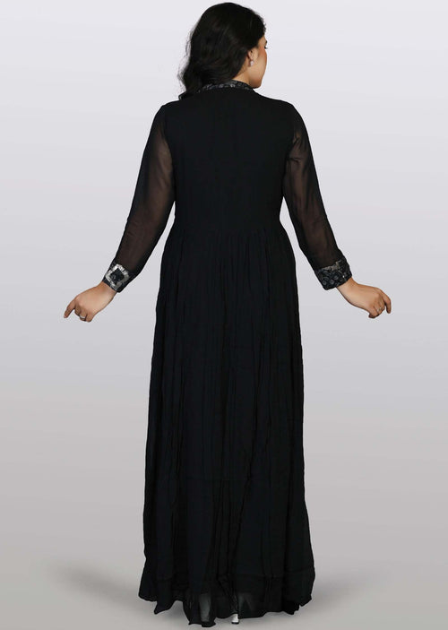 Black Georgette Long Dress
